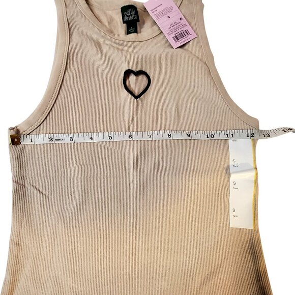 Wild Fable Ribbed Knit Tank Top Light Taupe Heart Detail Size Small Two-Pack - Picture 5 of 7